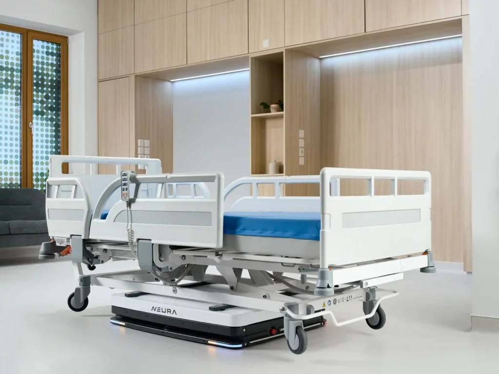 bed transport in hospital with neura mobile robots