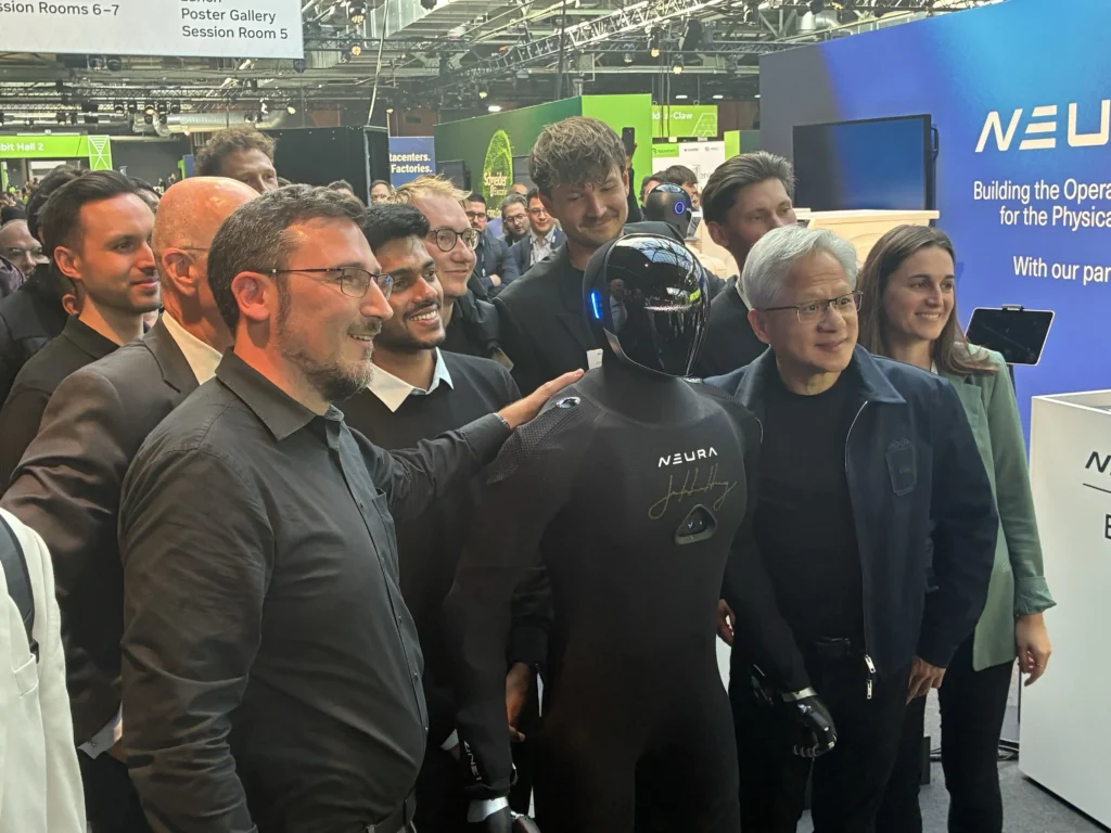 jensen huang signs neura 4ne1 robot